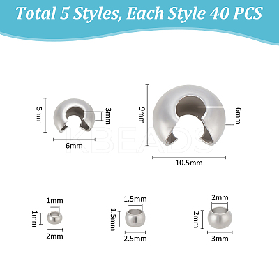304 Stainless Steel Crimp Beads Covers STAS-UN0011-90P-1
