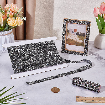 1 Roll Resin Rhinestone with Plastic Imitation Pearl Beaded Trim DIY-BC0015-57C-1