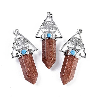 Synthetic Goldstone Faceted Pointed Bullet Big Pendants G-H076-02P-012-1