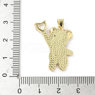 Brass Micro Pave Cubic Zirconia Shell Pendants KK-L239-003G-1