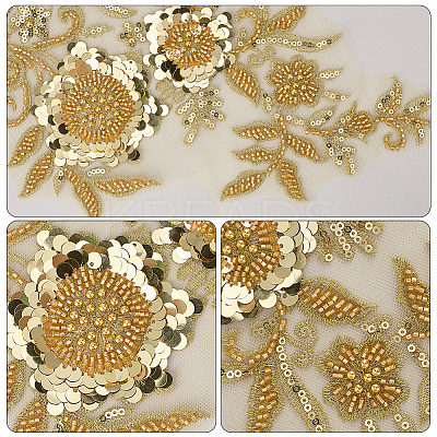 1Pair Flower Lace Polyester Embroidery Organza Ornament Accessories DIY-CY0002-32A-1