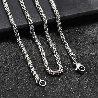 Tarnish Resistant Trendy Men's 201 Stainless Steel Wheat Chain Necklaces NJEW-L043A-45P-1