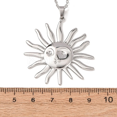 304 Stainless Steel Sun Pendant Cable Chain Necklaces for Men Women NJEW-K308-04C-P-1