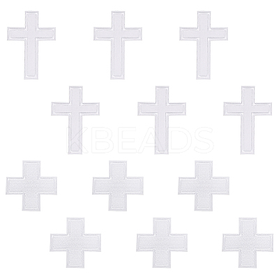 12Pcs 2 Styles Cross Polyester Embroidery Sew on Appliques PATC-FG0002-08-1