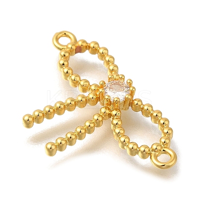 Rack Plating Brass Pave Clear Cubic Zirconia Bowknot Connector Charms LS-KK-I716-29G-1