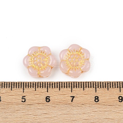 Baking Paint and Golden Metal Enlaced Glass Beads DGLA-T004-10G-1