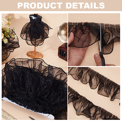 1Pc Organza Pleated Lace Trim Ribbon OCOR-HY0001-33A-1