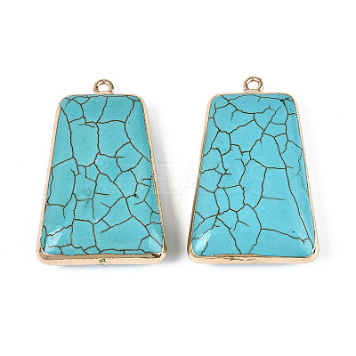 Dyed Synthetic Turquoise Trapezoid Pendants TURQ-T004-19-1