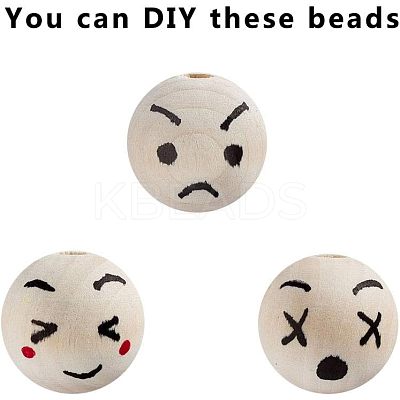 Unfinished Wood Beads LS-WOOD-WH0011-01E-1