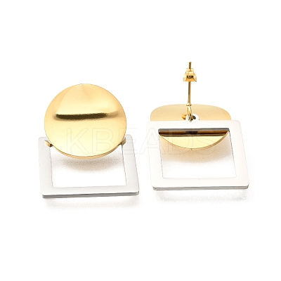 304 Stainless Steel Two Tone Stud Earrings EJEW-R012-01G&P-1