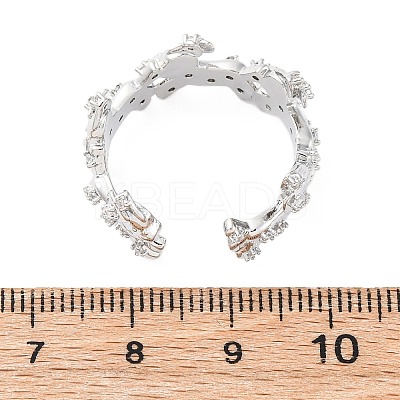 Brass Micro Pave Clear Cubic Zirconia Cuff Rings for Women RJEW-G345-02P-1