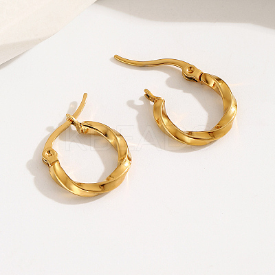 Fashionable 201 Stainless Steel Twist Hoop Earrings RQ5508-1