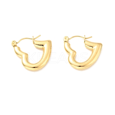 Ion Plating(IP) 304 Stainless Steel Heart Hoop Earrings for Women EJEW-A076-05G-1