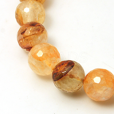Natural Yellow Hematoid Quartz Beads Strands G-I003-8mm-04-1