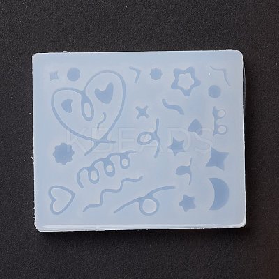 Line & Flat Round & Heart & Star & Flower & Moon Filling Silicone Molds X-DIY-M029-08-1