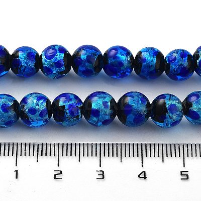 Glow in the Dark Luminous Style Handmade Silver Foil Glass Round Beads LS-FOIL-I006-8mm-02-1