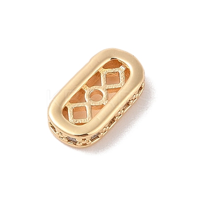 Rectangle Brass Micro Pave Clear Cubic Zirconia Charms KK-B100-053C-G-1