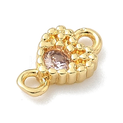 Brass Pave Cubic Zirconia Heart Connector Charms KK-G548-18G-02-1