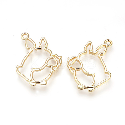Rack Plating Alloy Bunny Open Back Bezel Pendants LS-PALLOY-R099-23G-FF-1
