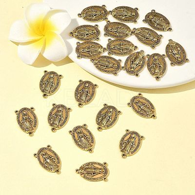 Holy Oval Carved Virgin Mary Tibetan Style Alloy Chandelier Component Links S-TIBEP-LF0961YKG-AG-1