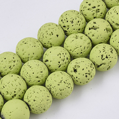 Spray Painted Natural Lava Rock Beads Strands G-N0324-C-08-1