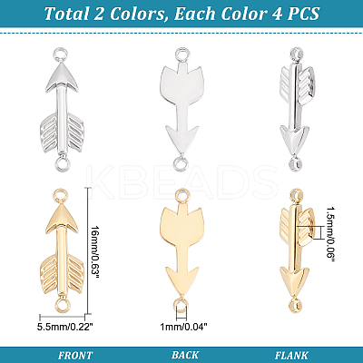 8Pcs 2 Colors 304 Stainless Steel Connector Charms STAS-UN0035-78-1
