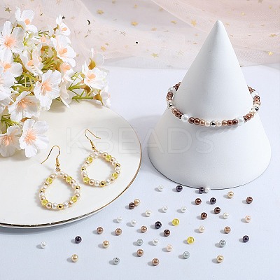 1000Pcs 10 Colors Baking Paint Pearlized Glass Imitation Pearl Round Beads HY-SP0001-01D-1
