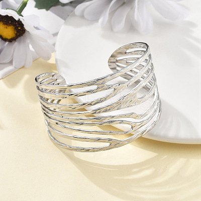 304 Stainless Steel Cuff Bangles for Women BJEW-M055-01P-1