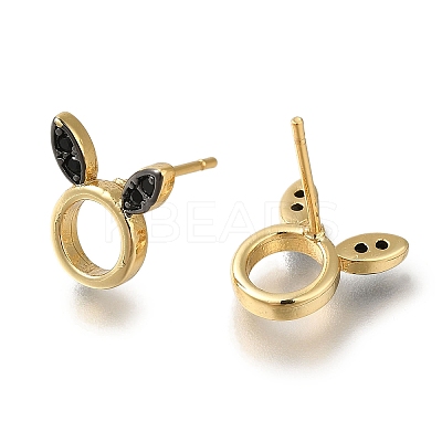 Rack Plating Brass Micro Pave Cubic Zirconia Stud Earring EJEW-C101-04G-1