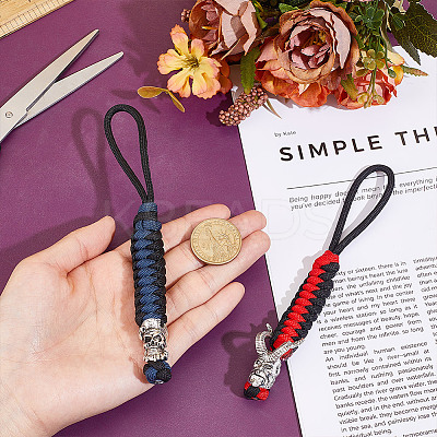 2Pcs 2 Styles Handmade Nylon Parachute Cord Pendant Decorations for Men KEYC-HY0001-30-1