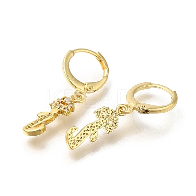 Brass Clear Cubic Zirconia Hoop Earrings EJEW-M045-01L-1