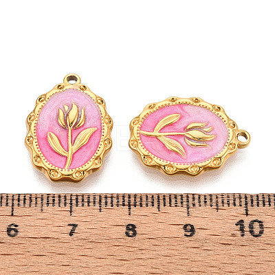 304 Stainless Steel Enamel Pendants STAS-N110-27B-G-1