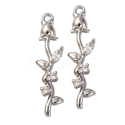 Brass Micro Pave Clear Cubic Zirconia Pendants KK-Z112-43P-1