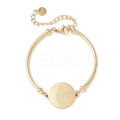 Religion 304 Stainless Steel Link Bracelets for Women BJEW-F524-02C-G-1