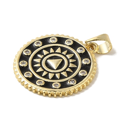 Brass Enamel Micro Pave Cubic Zirconia Pendants KK-Z042-24G-01-1