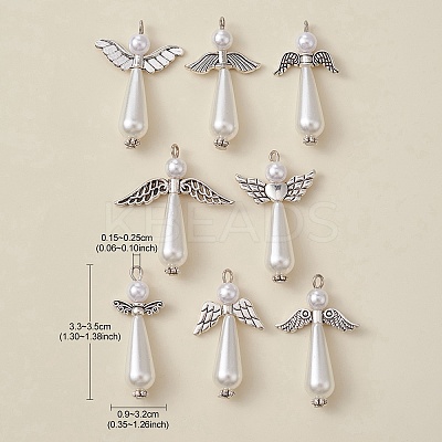 16Pcs 2 style Acrylic Imitation Pearl & Alloy Charms FIND-YW0003-99-1