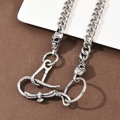 304 Stainless Steel Cuban Link Chain Skull Pants Chains with S-Hooks AJEW-D001-01C-ASP-1