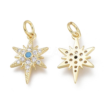 Brass Micro Pave Clear Cubic Zirconia Charms X-ZIRC-Q024-02G-1