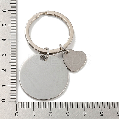 1Pc Mother's Day Gift 201 Stainless Steel Flat Round/Rhombus/Rectangle with Word Keychains KEYC-FS0001-10-1
