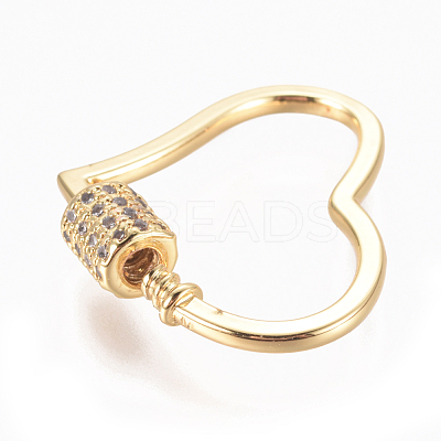 Brass Micro Pave Cubic Zirconia Screw Carabiner Lock Charms ZIRC-F105-08G-1
