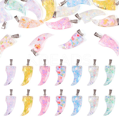 15Pcs Luminous Resin Sequins Pendants RESI-TA0004-20A-1