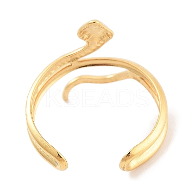 304 Stainless Steel Snake Open Cuff Rings for Women RJEW-K273-09G-1