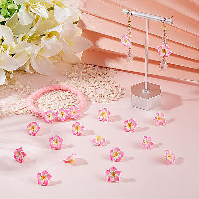 100Pcs Handmade Polymer Clay 3D Flower Plumeria Beads CLAY-SC0002-48D-1