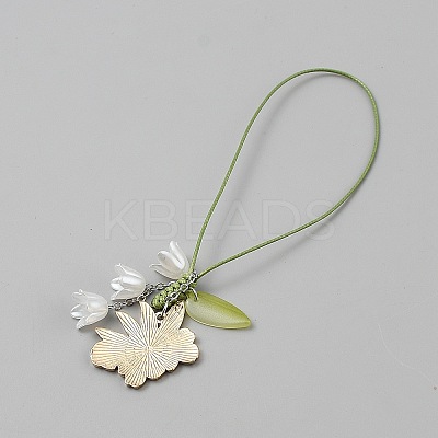 Flower & Leaf Zinc Alloy Enamel with Resin Pendant Decorations AJEW-WH20006-200B-1