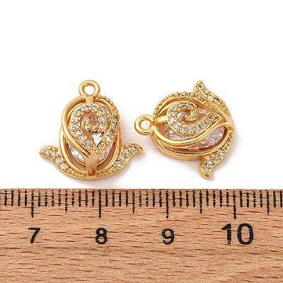 Brass Micro Pave Cubic Zirconia Pendants KK-K382-51G-1