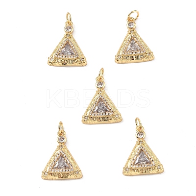 Brass Micro Pave Clear Cubic Zirconia Pendants KK-E068-VF328-1