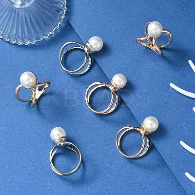 6Pcs 3 Colors Alloy with Plastic Scarf Buckle Ring AJEW-CJ0001-38-1