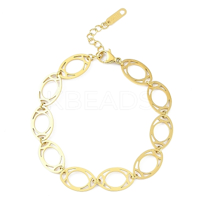Ion Plating(IP) 304 Stainless Steel Horse Eye Link Bracelet for Women BJEW-K254-11A-G-1