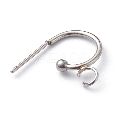 Non-Tarnish 304 Stainless Steel Half Hoop Earrings STAS-Z028-B02-P-1