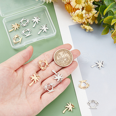 16Pcs 4 Style 201 Stainless Steel Pendants STAS-DC0002-73-1